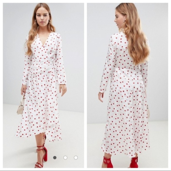 ASOS Dresses & Skirts - NWT ASOS Midi Long Sleeve Wrap Jacquard Dress